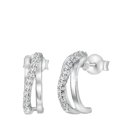 Lucardi Dames Zilveren oorringen rhodiumplated met zirkonia voor dames - Oorbellen - 925 Zilver - Zilverkleurig
