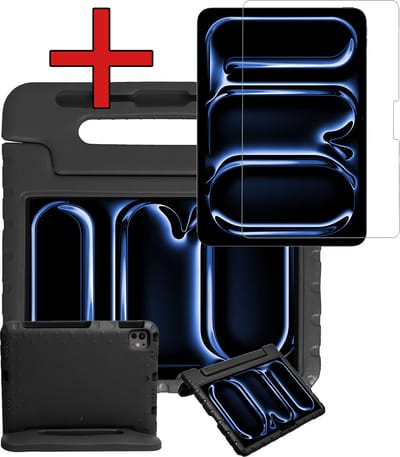 Hoesje - Geschikt voor Apple iPad Pro (2024/2025) - 11 inch - Met Screenprotector - Kinderhoes - Shockproof Bumper - Kidsproof Case - Tablethoes - Kinder Hoes Cover - Zwart