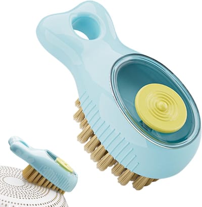 Keukenborstel Zeepdispenser - Afwasborstel Schoonmaakborstel - Huishoudelijk Reinigen - Ingebouwde Zeepdispenser - 9.6x5x4.5 cm - Hemelsblauw