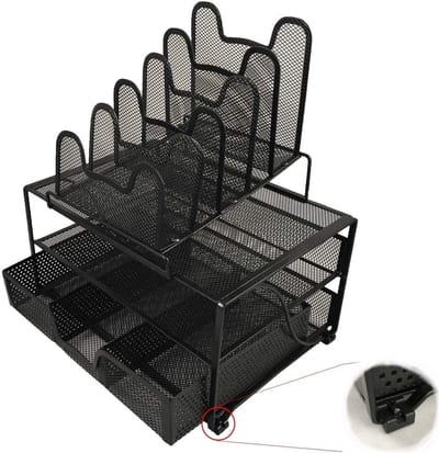 Bureau Organizer Zwart Metaal - Robuuste Sorteerder met Antislip en Antikras Pads