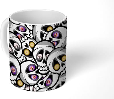 Mok - Koffiemok - Schedel - Patroon - Ogen - Mokken - 350 ML - Beker - Koffiemokken - Theemok