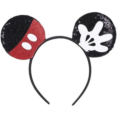 Bandeau Oreilles de Souris Anime Cosplay Kawaii Dessin Animé Accessoires Cheveux Élastiques Fête Nœuds à Sequins Bandeau Jouets Enfants Adultes Cadeau black