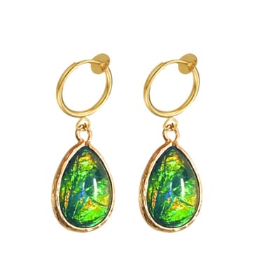 Klem oorbellen -groen- olie- goudkleurig- geen gaatje- Charme Bijoux