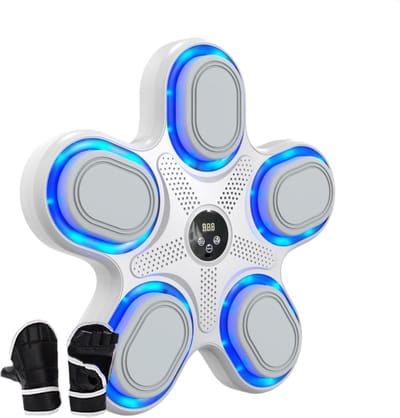 Muziek Boksmachine - Wandtrainer - Thuis Fitness - Interactieve LED Verlichting - 39.6 cm - Wit