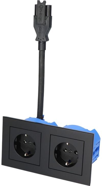 Kopp stopcontact 2-voudig met randaarde - HK07 stekerbaar matzwart (521650003)