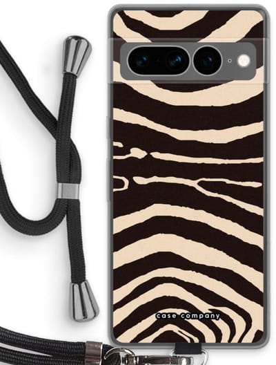 Case Company® - Hoesje met koord geschikt voor Google Pixel 7 Pro hoesje met Koord - Arizona Zebra - Telefoonhoesje met Zwart Koord - Bescherming aan alle Kanten en Over de Schermrand