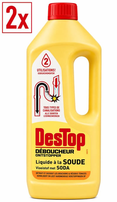 2 x Ontstopper - Destop - Met Soda - 1L - Alle soorten leidingwerken - Werkt in 2 uur