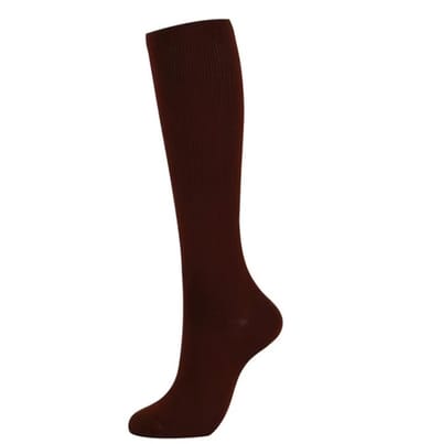CHPN - Bruine Steunkousen - CompressieKousen - L/XL - Bruine kousen - Hoge sokken - Vliegtuigkousen - Vliegtuigsokken - Compressie Sokken - Hoge kousen - 1 paar