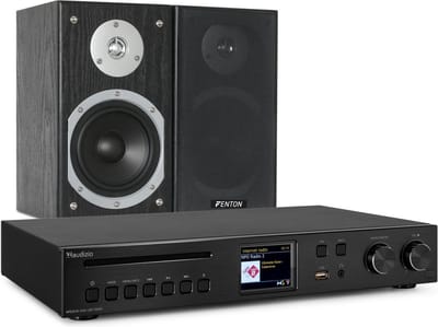 DAB radio met Bluetooth - Audizio Brescia - Internet radio met wifi, mp3, cd en speakers - Zwart