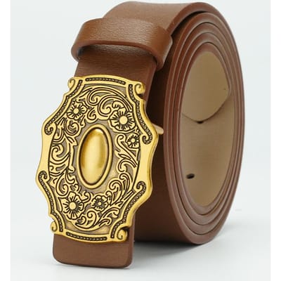 Ceinture pour femme Ceinture polyvalente Nouvelle ceinture à la mode Ceinture simple Cuir de vachette pur Ceinture à boucle lisse pour femme 105cm beige