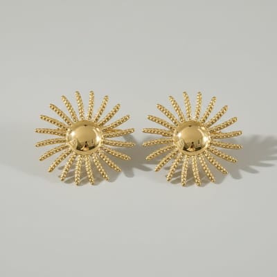Dames Oorbellen Goud – Zon Design – RVS Statement Oorbellen Groot