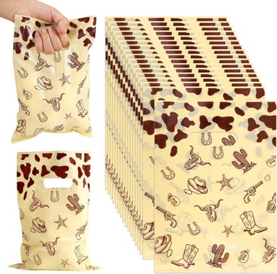 50 Stuks Cowboy Cadeautassen, Plastic Goodiebags voor Snoep en Snacks, Western Thema Feestartikelen voor Kinderen en Tieners