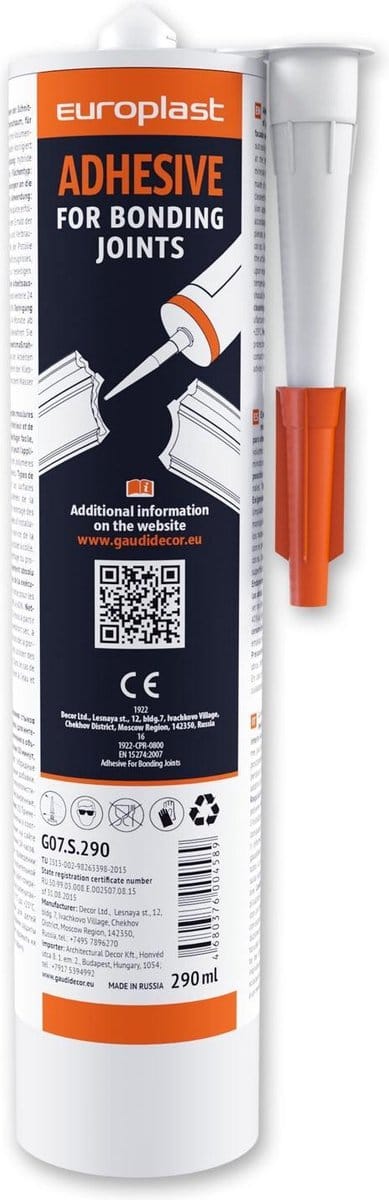 Montagelijm voor lijstwerk Profhome G07S290 lijm op basis van polyurethaan voor naadverbindingen wit 290 ml