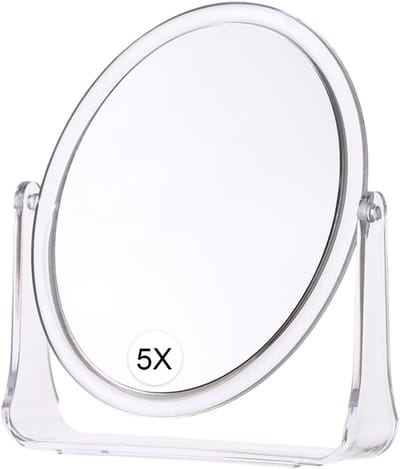 Ynkkvre -Dubbelzijdige Cosmeticaspiegel – 5x Vergrotend voor Make-up, Huidverzorging en Precisie – Draaibaar, Lichtgewicht en Draagbaar