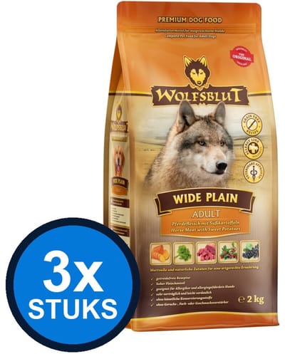 3x Wolfsblut - Adult Wide Plain - Hondenvoer Droogvoer - 2 kg