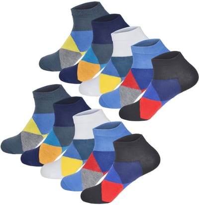 Geblokte sneakersokken | Ademend | Katoen | Merk: Gianvaglia | Maat: 35-40/ 41-46 | Heren | 10 Paar