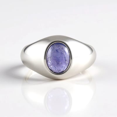 Cavill - Zilveren Damesring met 1,458 ct Ovale Tanzaniet - 925 Sterling Zilver Gerhodineerd - Modern Ergonomisch Design - Luxe Sieraad 22x19 mm