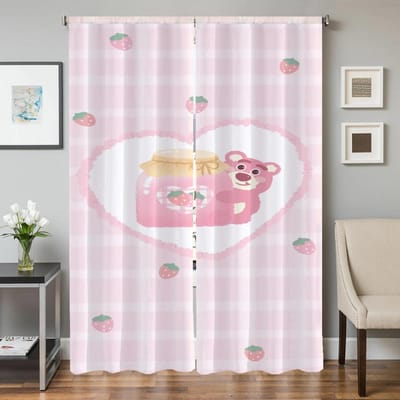 Raam Keukengordijnen voor Woonkamer 2 Stuks Verduisterende Gordijnen Deurgordijn L-lotso-o Beer Scheidingswand Slaapkamerdecoratie Thuis W50xH70cmx2pcs-CL white
