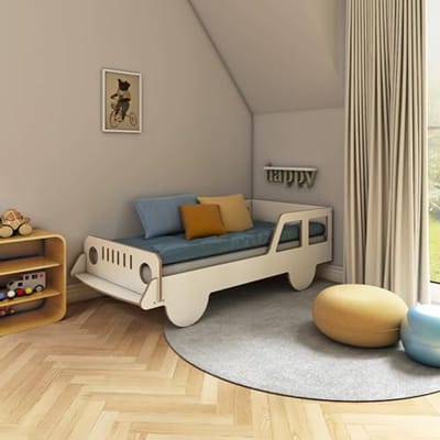 Montessori Kinderbedje Auto 160x80 | Bed Met Barrière Voor Jongen en Meisje
