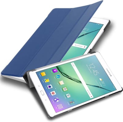 Cadorabo Tablet Hoesje geschikt voor Samsung Galaxy Tab S2 (9.7 Zoll) in JERSEY DONKER BLAUW - Ultra dun beschermend geval met automatische Wake Up en Stand functie Book Case Cover Etui