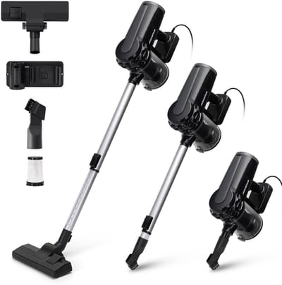 Aigostar Titan - Steelstofzuiger - Stofzuiger zonder Zak - 6M Snoer - 16kPa Krachtige Zuigkracht - 600W - 1 L Stofbak - Geschikt voor Dierenharen - Zwart