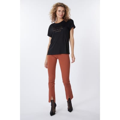 EsQualo T-shirt Modal Print Hideaway Black Größe: XS | Hemden Outlet | Damen | Schwarz