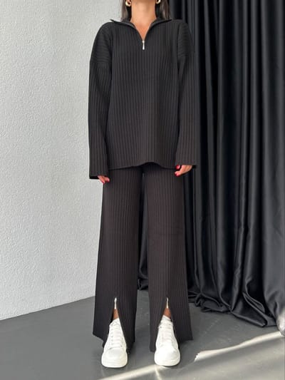 Gebreide Loungesuit Bianca / Zwart / One Size
