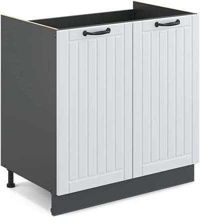 Wastafelkast Landhuis - Keukenkast Onderbouw - Keuken Organisatie - Verstelbare Voeten - 80 cm Breed - Wit