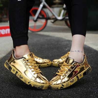 Nieuwe Gouden Glitters Sneakers Koppel Casual Loopschoenen Mannen Hip-hop Streetwear Skateboard Sneakers Vrouwen Platte Designer Schoenen 36 gray