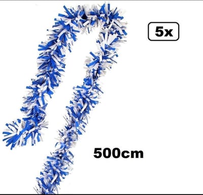 5x Oktoberfest guirlande blauw/wit 5 meter BRANDVEILIG