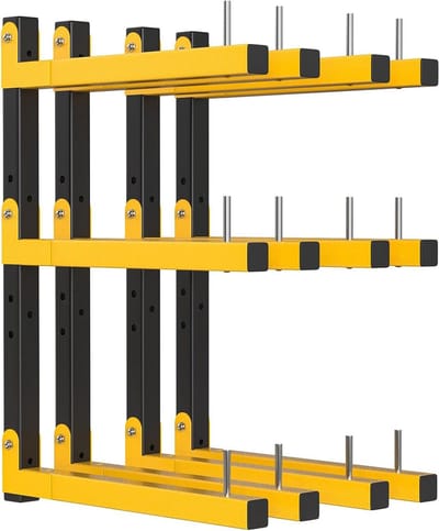 Houten Opbergrek - Muurrek Systeem - Materiaal Opslag - Zwaar Belastbaar - 700 lbs Capaciteit - Geel