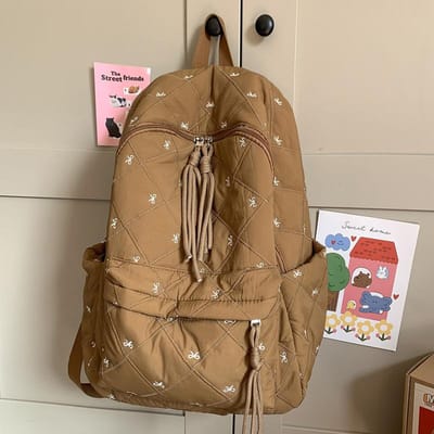 Schooltassen voor Kinderen Basisschool Meisjes Schattig en Mooi Ins Ruit Junior Middelbare School Studenten Rugzak brown