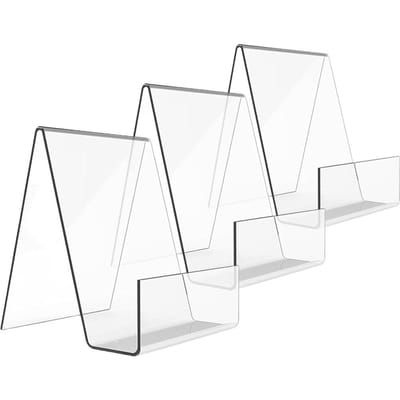 3 Pièces Chevalet d'Exposition en Acrylique Transparent Support pour Tablette Support pour Livre Bibliothèque de Bureau Bout de Table Étagère à Magazines Contemporain transparent