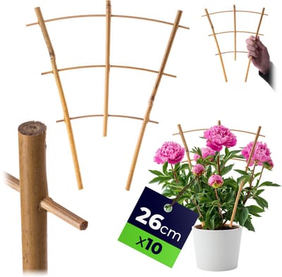 KADAX bamboe trellis, 26 x 23 cm, 10 stuks, klimhulp voor planten, plant trellis, klimhulp plantondersteuning voor kamerplanten klimplanten