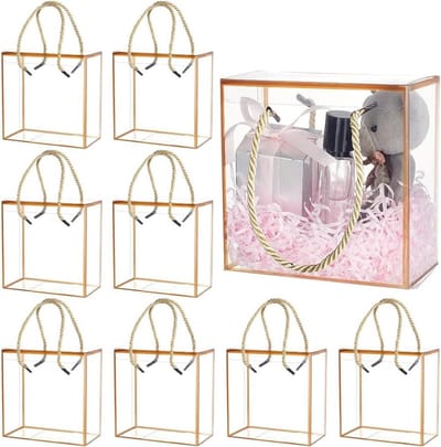 Dailygoods- Doosjes Transparant - 10 Stuks - 14 x 14 x 7,5 cm - Gastgeschenken - Koordhandvat - Ambachtelijke Ervaring - Geschenkdozen