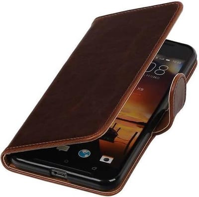 Zakelijke Book Case Telefoonhoesje Geschikt voor de HTC One X9 - Portemonnee Hoesje - Pasjeshouder Wallet Case - Mocca