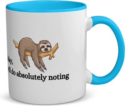 Akyol - today i will do absolutely nothing koffiemok - theemok - blauw - Quotes - mensen die houden van quotes en niks doen - ik ga lekker niks doen - quotes - verjaardagscadeau - verjaardag - cadeau - kado - geschenk - gift - 350 ML inhoud