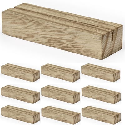 10x Houten Kaarthouders Set - Stevige Houten Kaart- en Menukaarthouders voor Feest en Tafeldecoratie