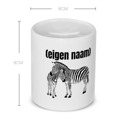 Akyol - 2 zebra's Spaarpot - Dierentuin - zebra liefhebbers - met eigen naam - zebra spullen - gepersonaliseerd - 350 ML inhoud