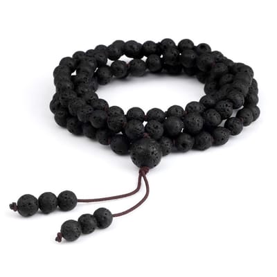 Marama - Mala armband Lavasteen - zwart - ketting - elastisch - vegan - damesarmband - herenarmband - wikkelarmband