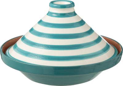 J-Line tajine Granada Stripes - keramiek - wit/aqua