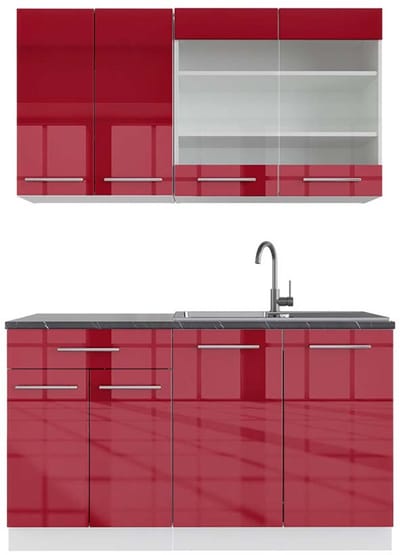 Vicco Fame-Line Eenpersoonskeuken – 140 cm, WB Antraciet Bordeaux hoogglans/wit