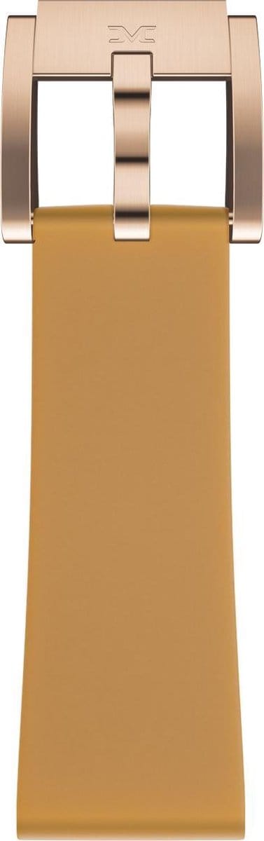 Siliconen Rubber Horlogebandje 22mm geschikt voor Samsung Galaxy Watch / Gear S3 / Garmin Vivoactive / Huawei Watch GT - Lichtbruin met Rosegouden Gesp
