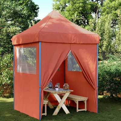 vidaXL - Partytent - inklapbaar - pop-up - met - 4 - zijwanden - terracottakleurig