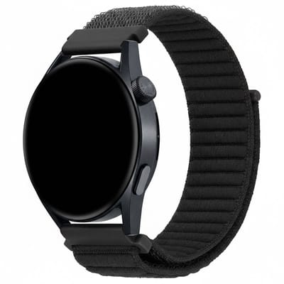 Nylon bandje - geschikt voor Garmin Venu (2 Plus) / Venu SQ (2) / Vivomove (Style - Sport) / Vivoactive 3 / 5 / 6 / Forerunner 55 / 165 / 245 / 645 / 570 - 42mm - zwart