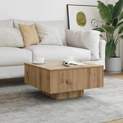 vidaXL - Salontafel - 60x60x31,5 - cm - bewerkt - hout - artisanaal - eikenkleur