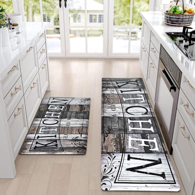 Antislip PVC Keukenloper Set van 2 - Waterdichte en Wasbare Keukenmatten van 10 mm Dikte, Ideaal voor Huishoudens