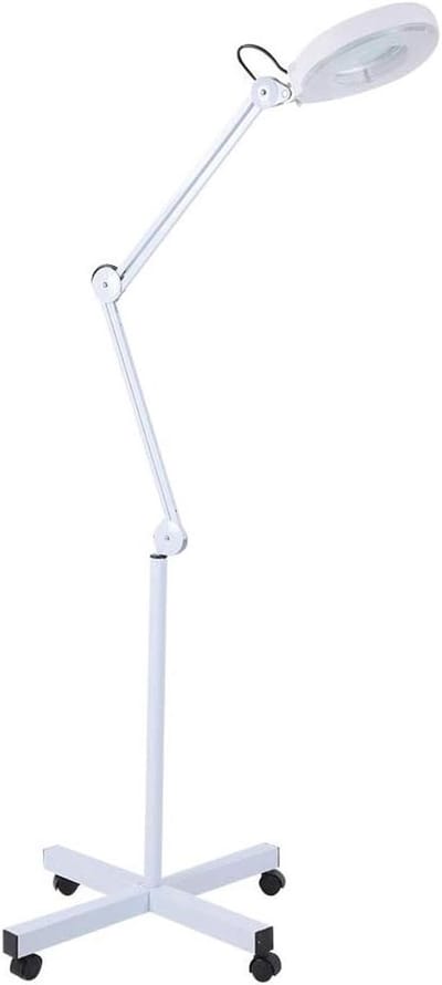 Cosmetica Vergrootlamp met 5x Vergroting, Verstelbare Hoogte, Metalen Frame en Wielen