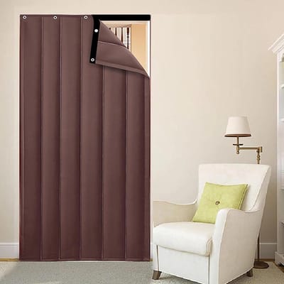 Vlieggordijn Deur - Tochtgordijn Isolatie - Warmte Binnenhouden - Eenvoudige Installatie - 90x210cm - Bruin