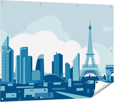Gards Tuinposter Skyline van Parijs - Abstract - 120x90 cm - Tuindoek - Tuindecoratie - Wanddecoratie buiten - Tuinschilderij